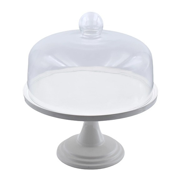 Temptations Other - Temp-tations Woodland Ceramic Pedestal Cake‎ Stand with Dome Glass Lid White